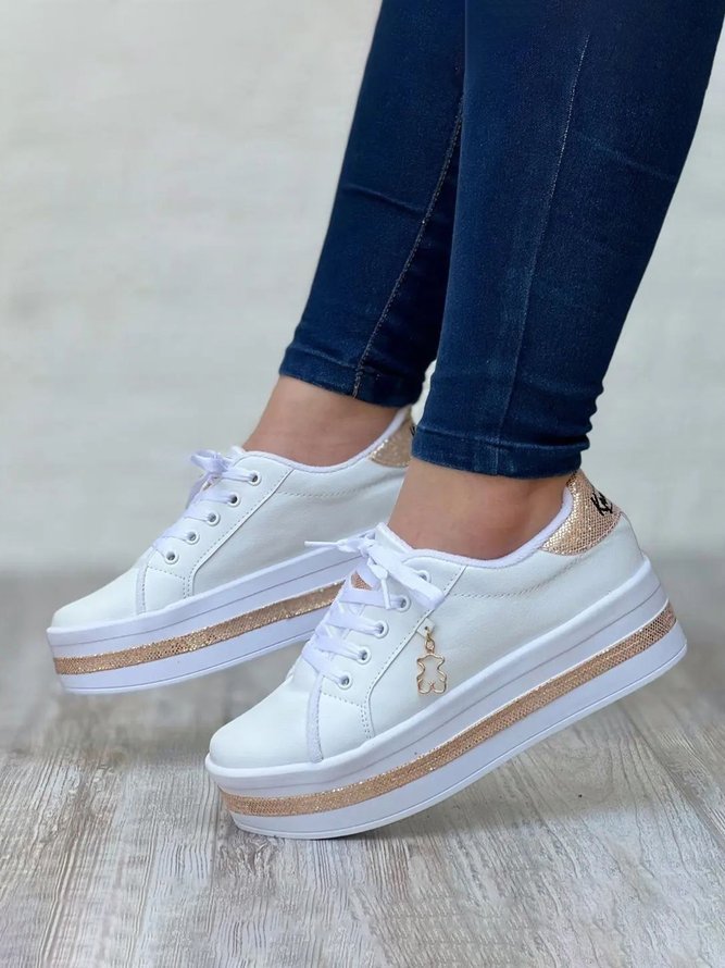 Women's Plus Size Wearable Gritt Lace-Up Platform Shoes