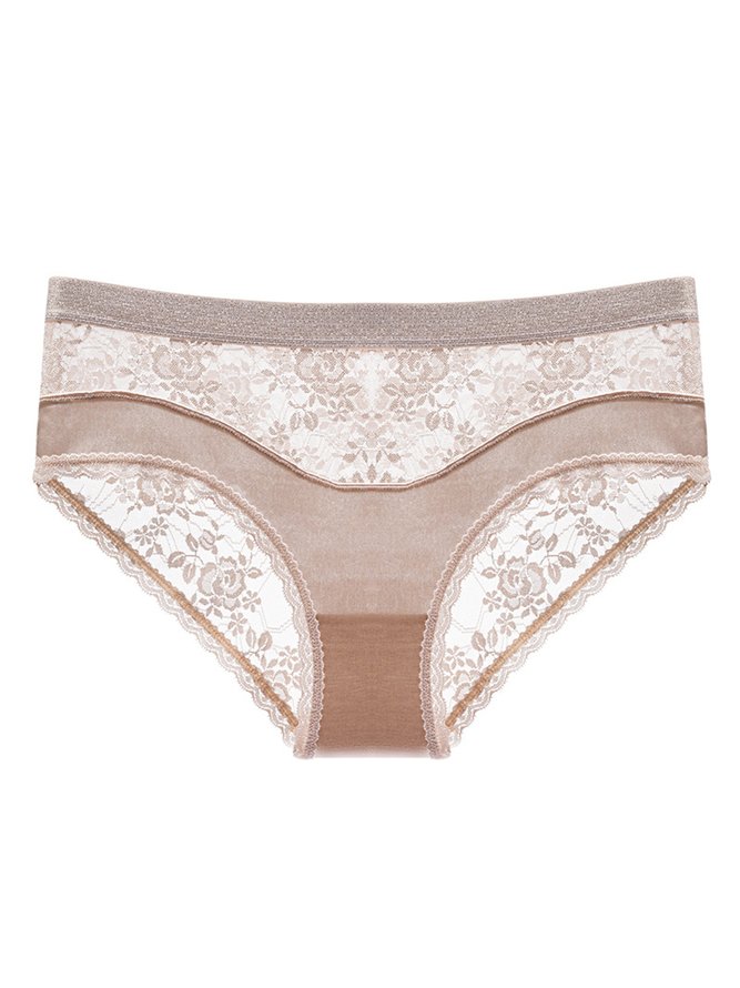 Sexy Lace Satin Low Waist Briefs Plus Size