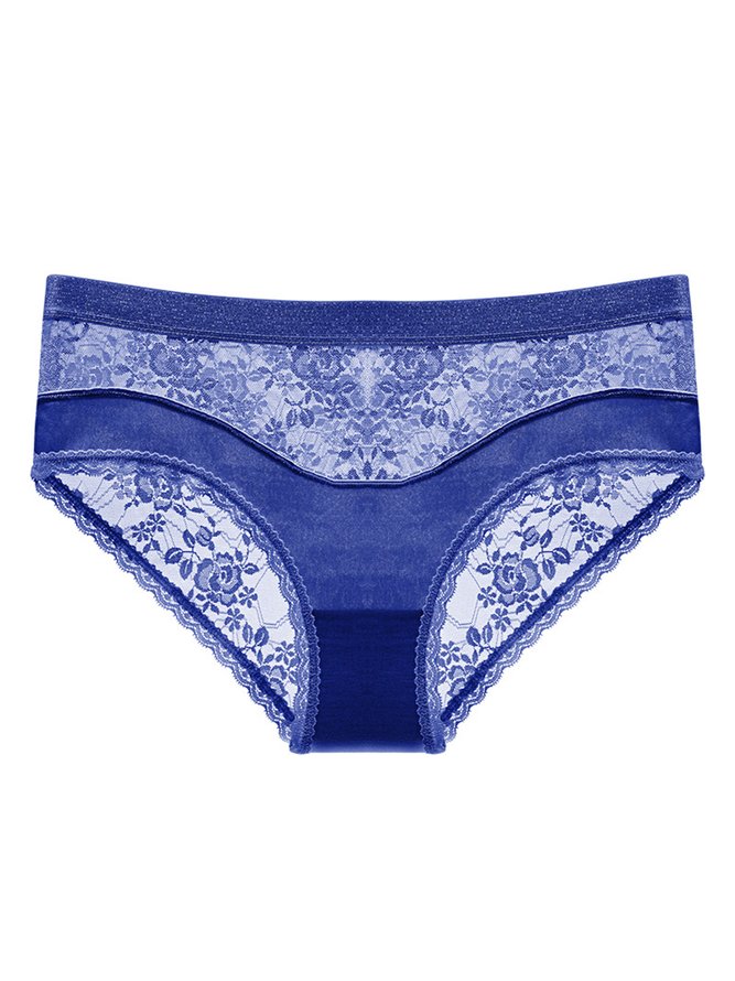 Sexy Lace Satin Low Waist Briefs Plus Size