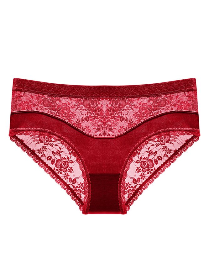 Sexy Lace Satin Low Waist Briefs Plus Size