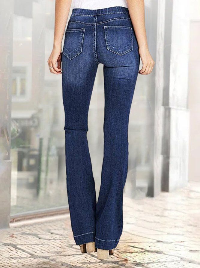 Plain Casual Denim Loose Jeans