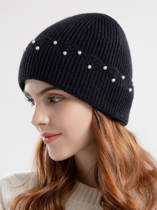 Casual Pearl Embellished Pearl Beanie Accessories For Everyday Commuting