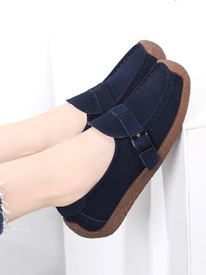 Plus Size Buckle Decor Casual Flat Loafers Shoes