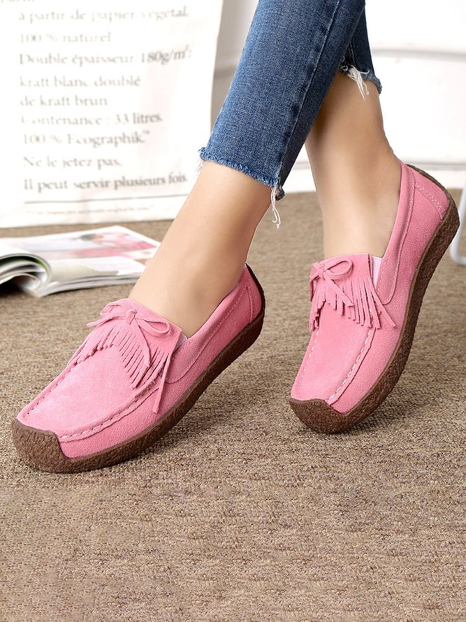 Women's Wearable Sole Comfy Tassel Moccasin Shoes