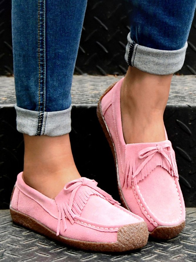 Women's Wearable Sole Comfy Tassel Moccasin Shoes