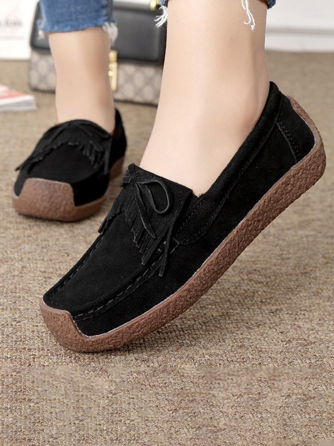 Women's Wearable Sole Comfy Tassel Moccasin Shoes