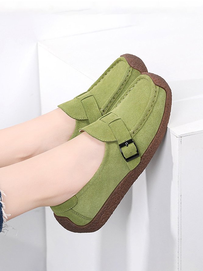 Plus Size Buckle Decor Casual Flat Loafers Shoes