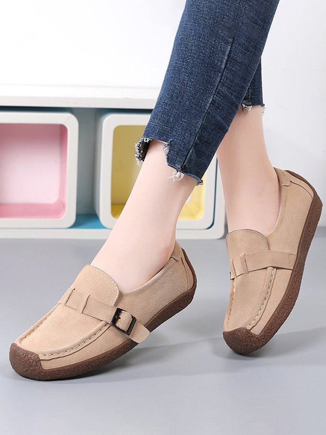 Plus Size Buckle Decor Casual Flat Loafers Shoes