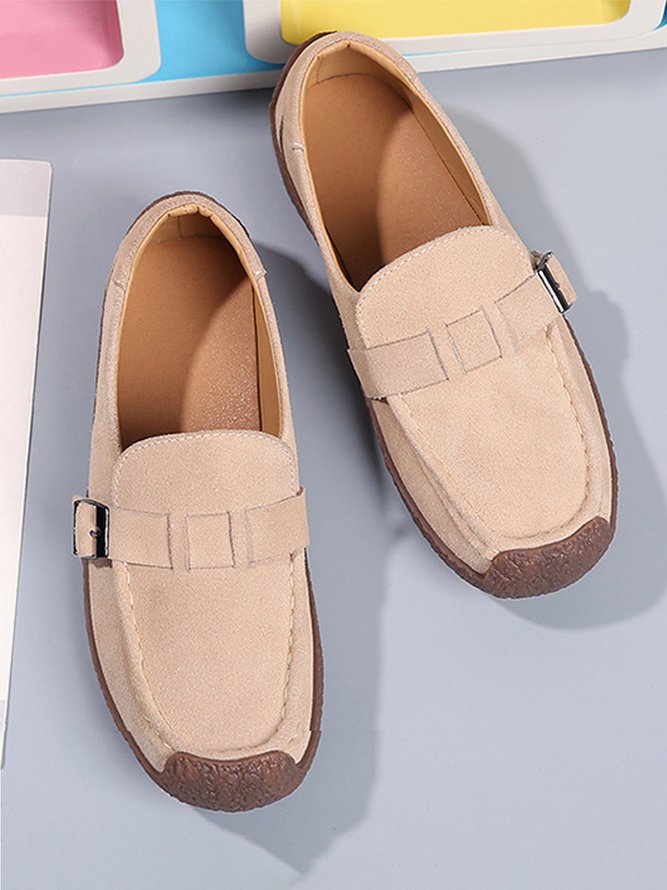 Plus Size Buckle Decor Casual Flat Loafers Shoes