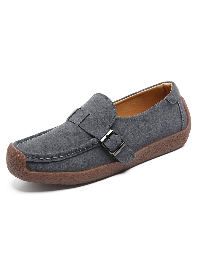 Plus Size Buckle Decor Casual Flat Loafers Shoes