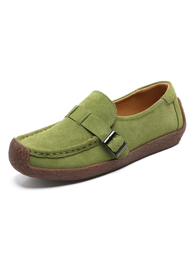 Plus Size Buckle Decor Casual Flat Loafers Shoes
