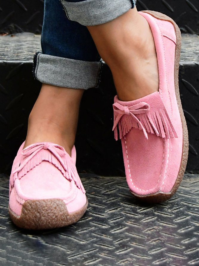 Women's Wearable Sole Comfy Tassel Moccasin Shoes