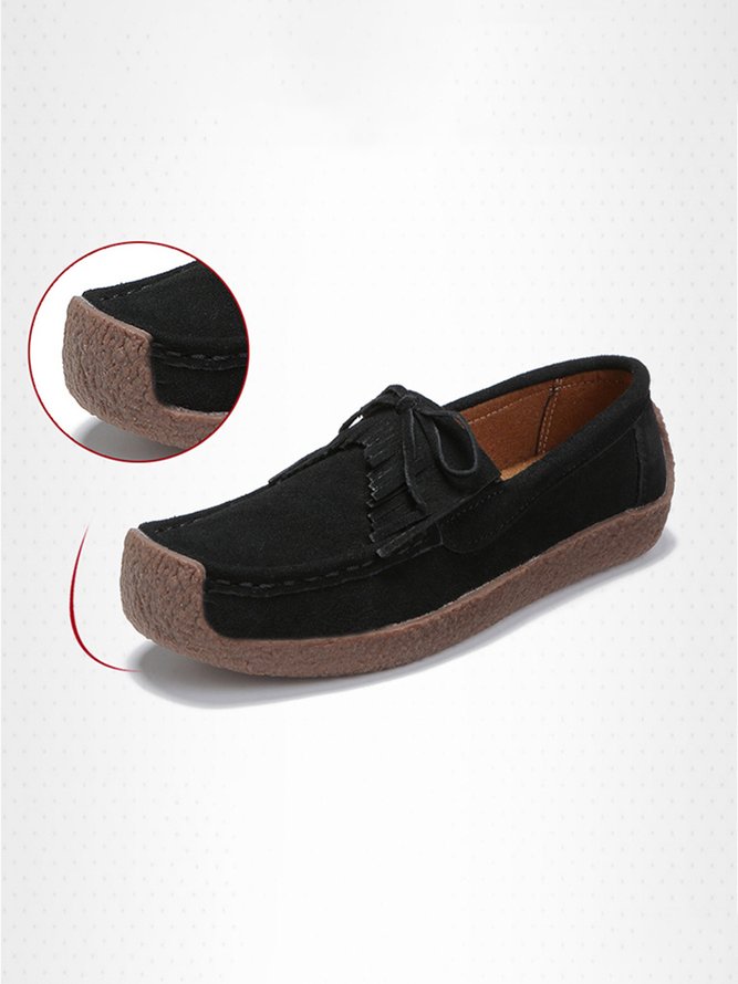 Women's Wearable Sole Comfy Tassel Moccasin Shoes