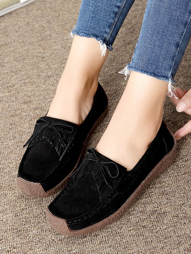 Women's Wearable Sole Comfy Tassel Moccasin Shoes