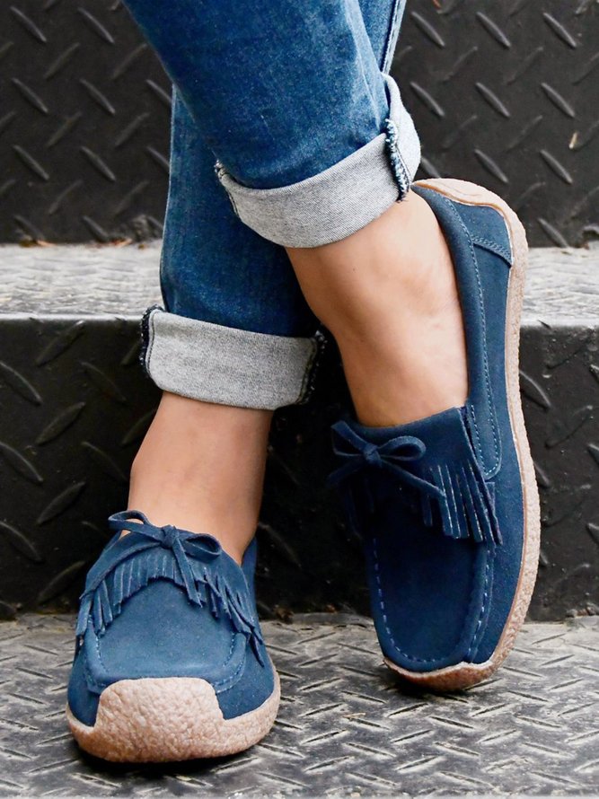 Women's Wearable Sole Comfy Tassel Moccasin Shoes