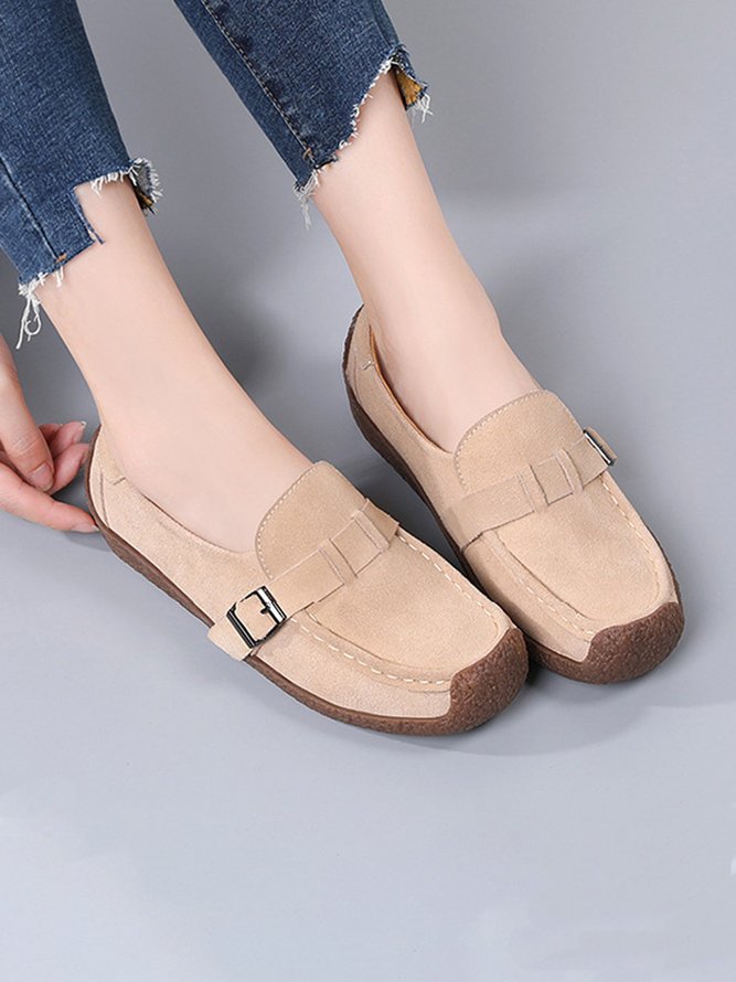 Plus Size Buckle Decor Casual Flat Loafers Shoes