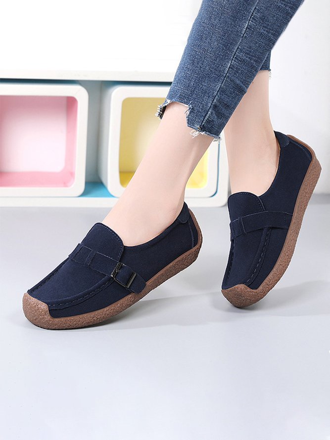 Plus Size Buckle Decor Casual Flat Loafers Shoes