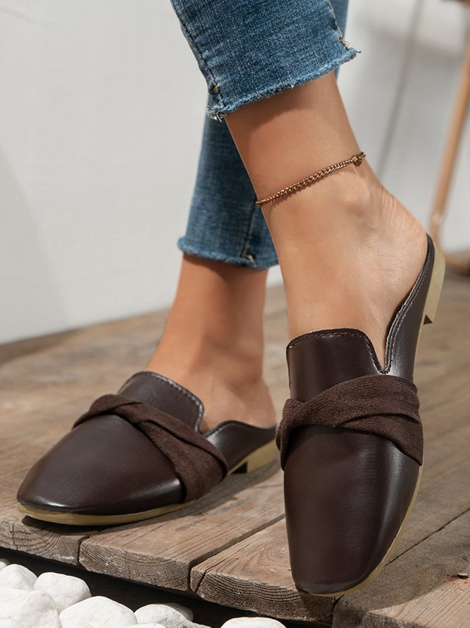 Casual Leather Vintage Muller Half Slippers