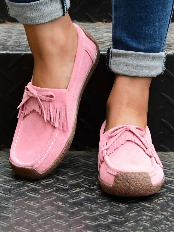 Women's Wearable Sole Comfy Tassel Moccasin Shoes