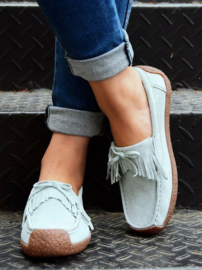 Women's Wearable Sole Comfy Tassel Moccasin Shoes