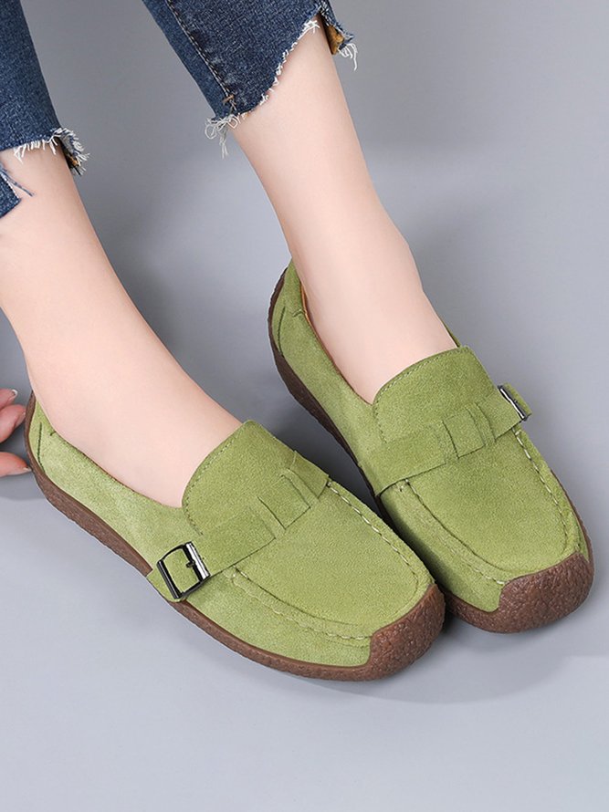 Plus Size Buckle Decor Casual Flat Loafers Shoes