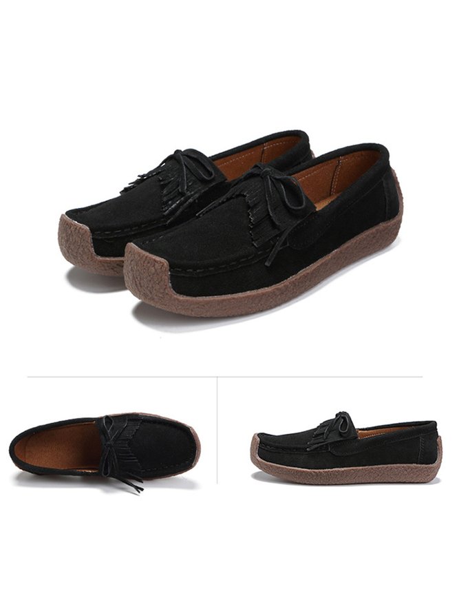 Women's Wearable Sole Comfy Tassel Moccasin Shoes