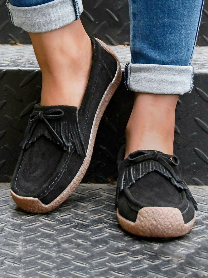 Women's Wearable Sole Comfy Tassel Moccasin Shoes