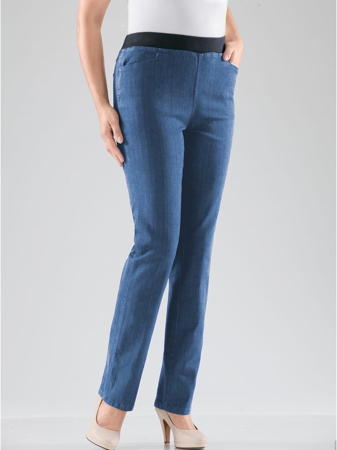 Casual Plain Denim Loose Jeans