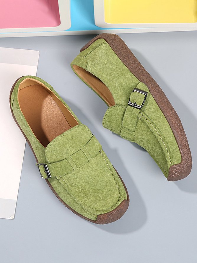 Plus Size Buckle Decor Casual Flat Loafers Shoes