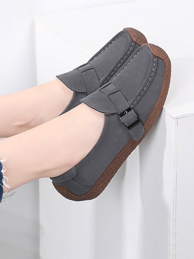 Plus Size Buckle Decor Casual Flat Loafers Shoes