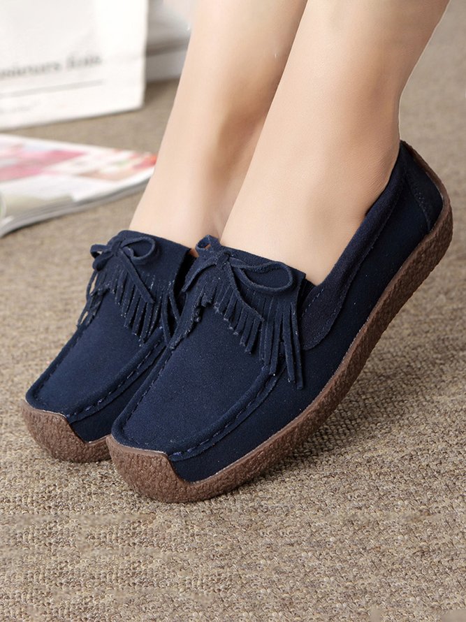 Women's Wearable Sole Comfy Tassel Moccasin Shoes