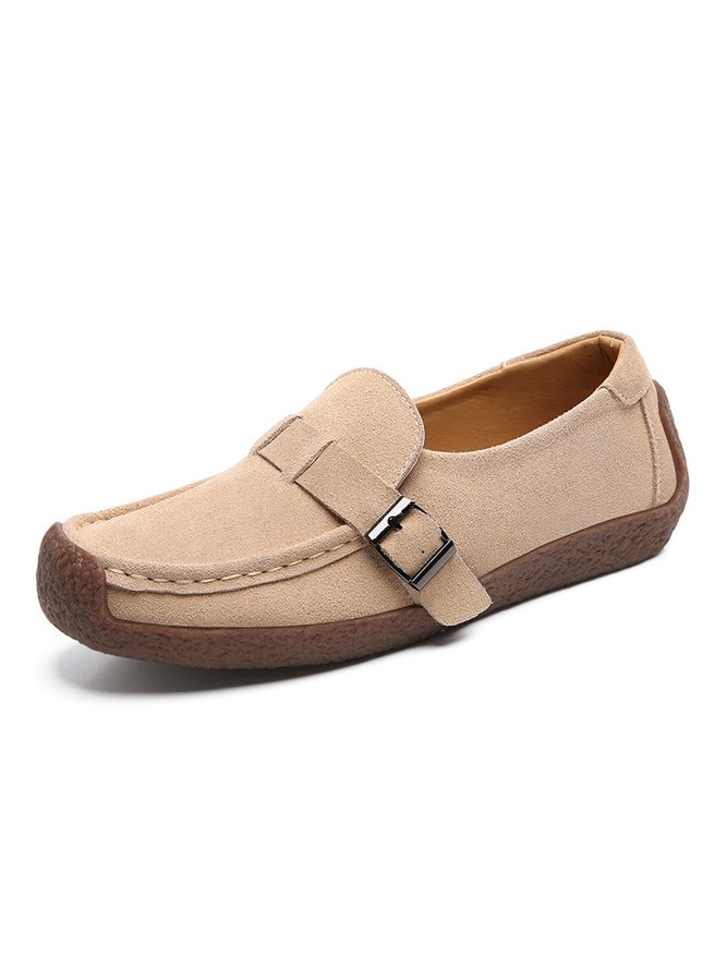 Plus Size Buckle Decor Casual Flat Loafers Shoes