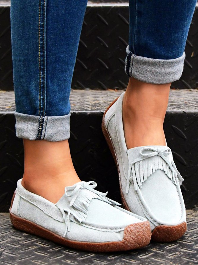 Women's Wearable Sole Comfy Tassel Moccasin Shoes