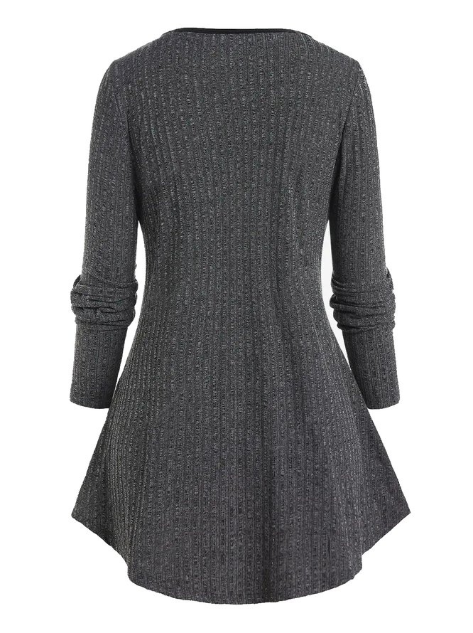 Casual Plain Crew Neck Regular Fit Top