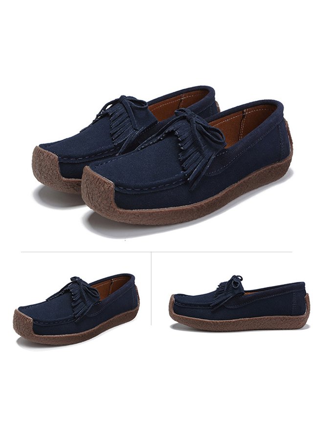 Women's Wearable Sole Comfy Tassel Moccasin Shoes