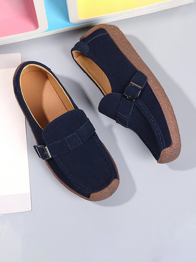Plus Size Buckle Decor Casual Flat Loafers Shoes