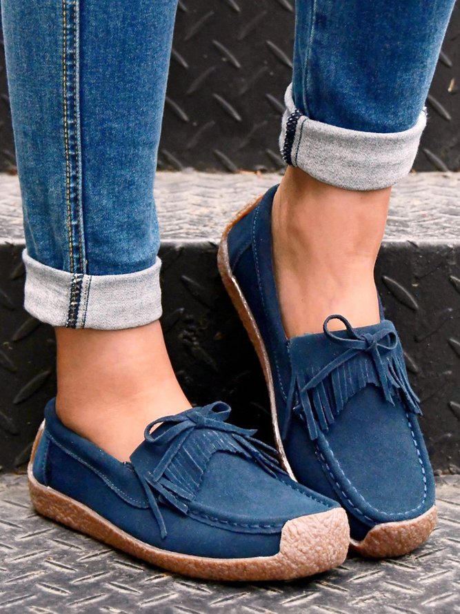 Women's Wearable Sole Comfy Tassel Moccasin Shoes