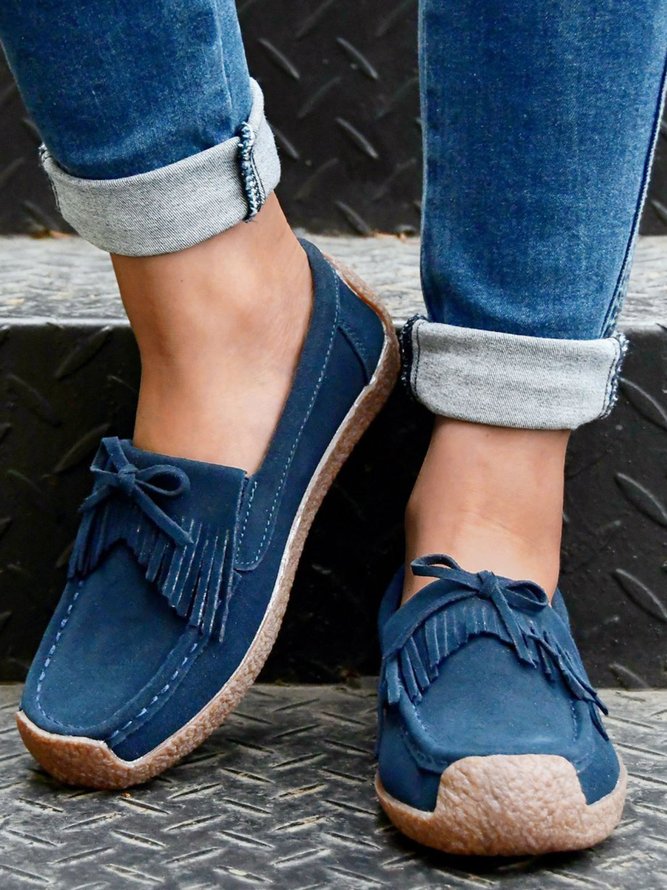 Women's Wearable Sole Comfy Tassel Moccasin Shoes