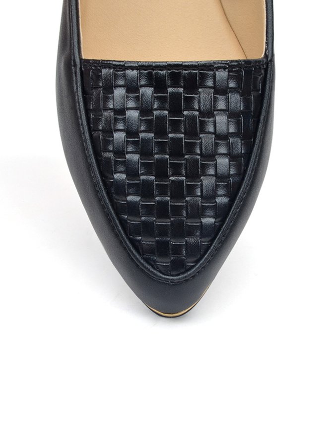 Casual Textured Pointed-Toe Flat Shoes