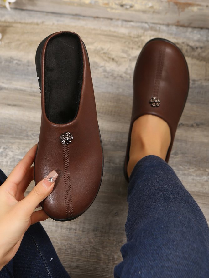 Vintage Plus Size Plain Color Non-Slip Flat Mules
