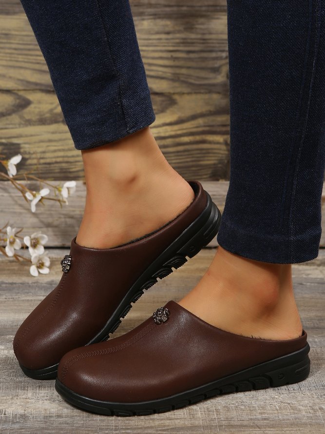 Vintage Plus Size Plain Color Non-Slip Flat Mules