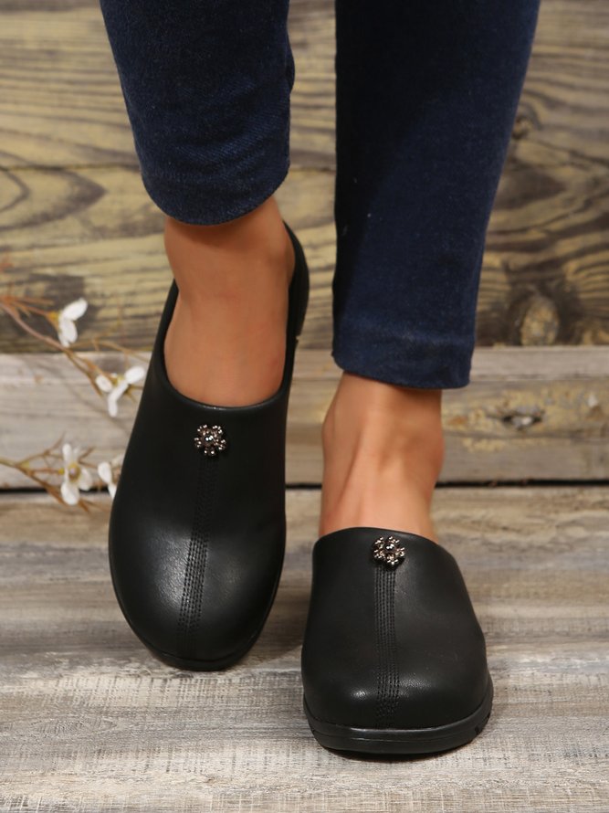 Vintage Plus Size Plain Color Non-Slip Flat Mules