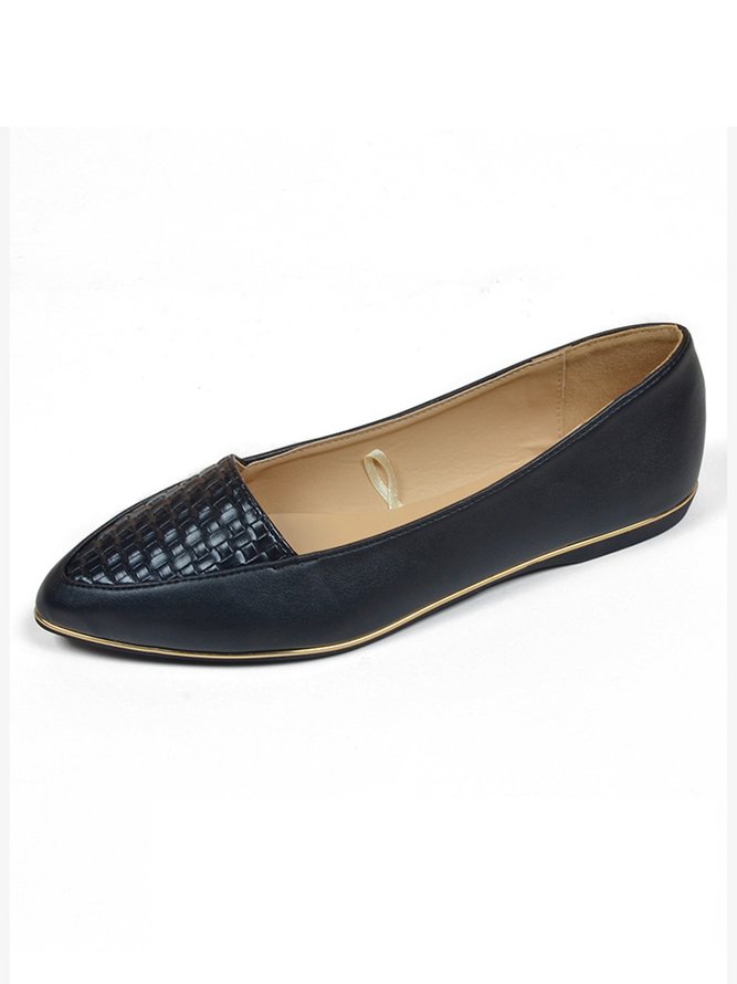 Casual Textured Pointed-Toe Flat Shoes