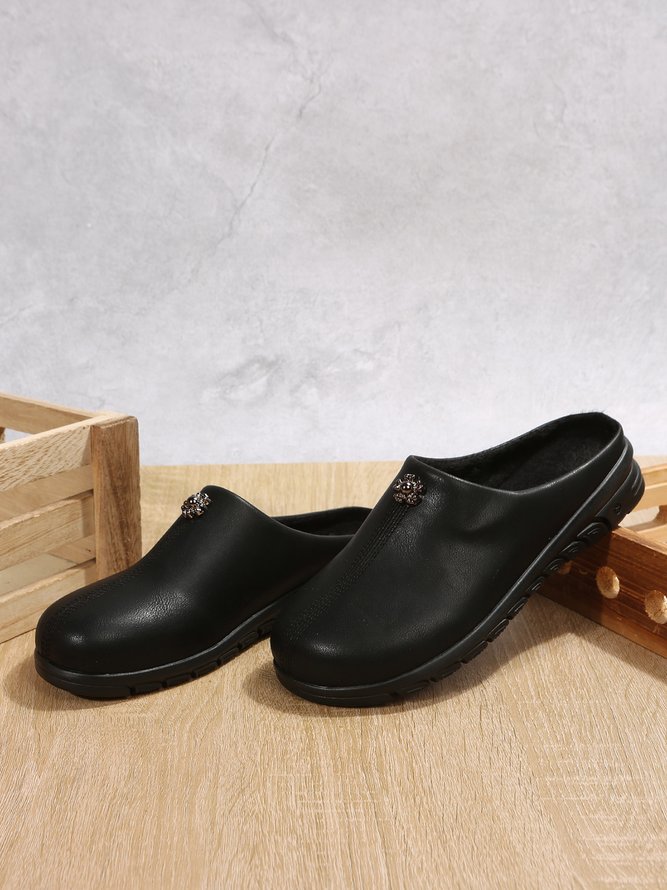 Vintage Plus Size Plain Color Non-Slip Flat Mules