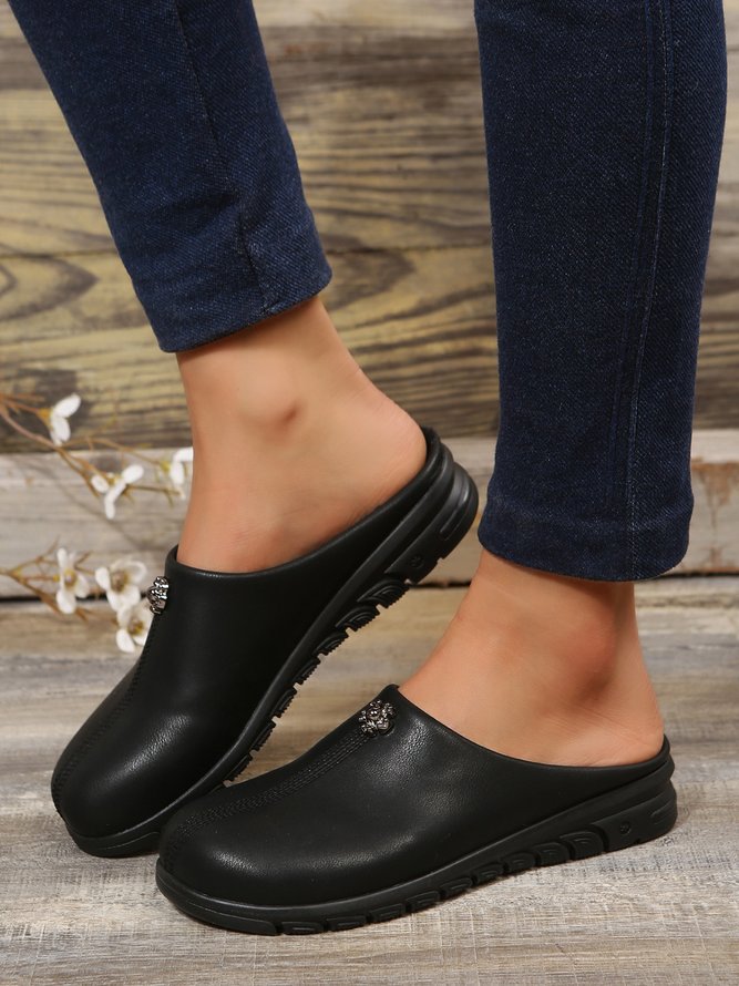 Vintage Plus Size Plain Color Non-Slip Flat Mules