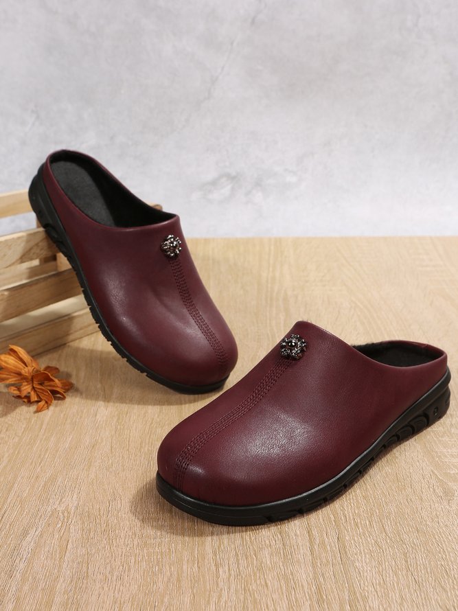 Vintage Plus Size Plain Color Non-Slip Flat Mules
