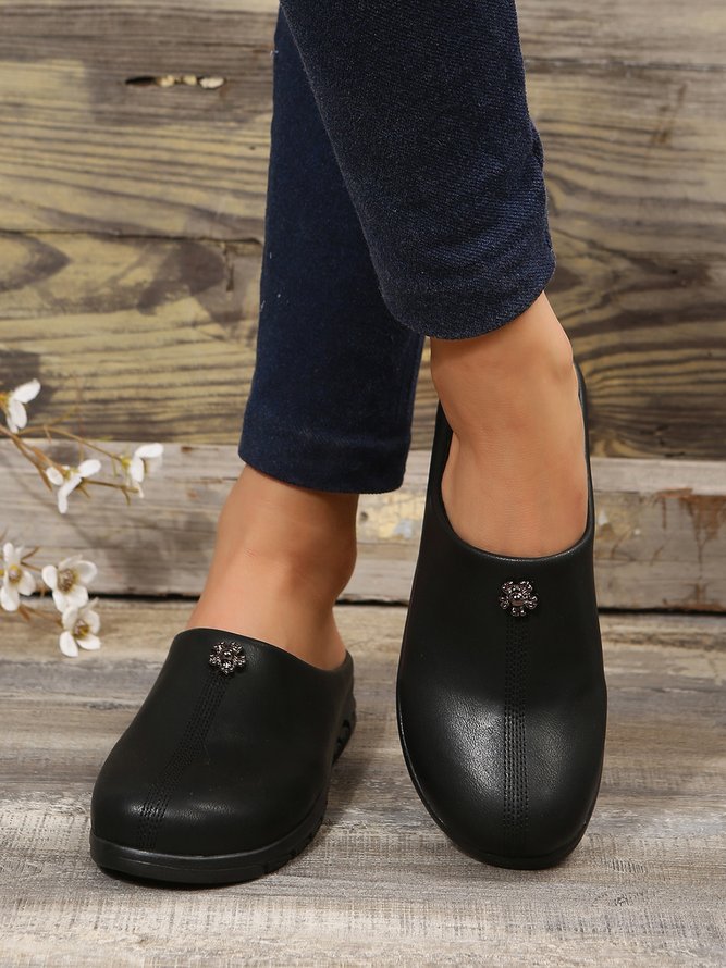 Vintage Plus Size Plain Color Non-Slip Flat Mules