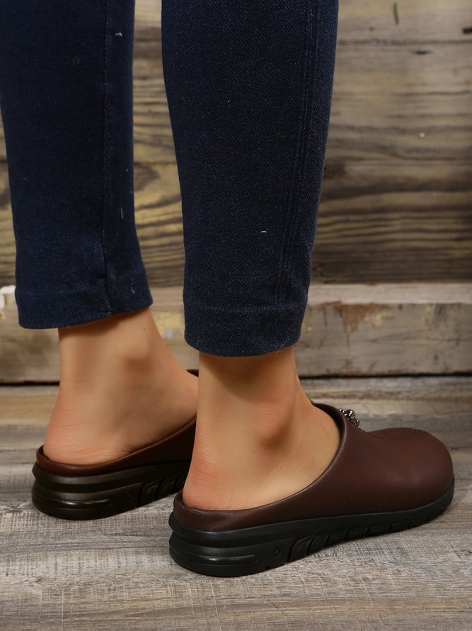 Vintage Plus Size Plain Color Non-Slip Flat Mules