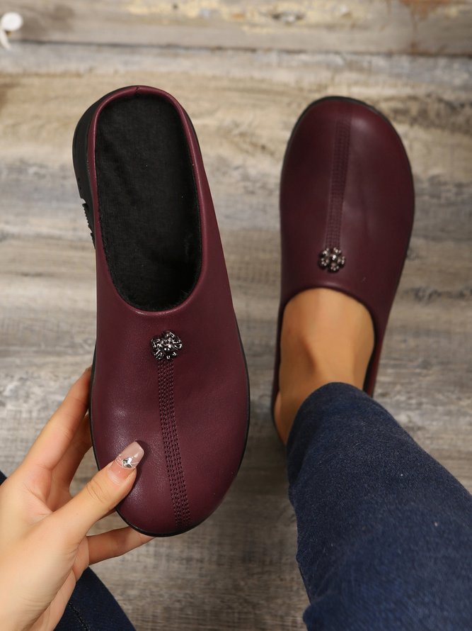 Vintage Plus Size Plain Color Non-Slip Flat Mules