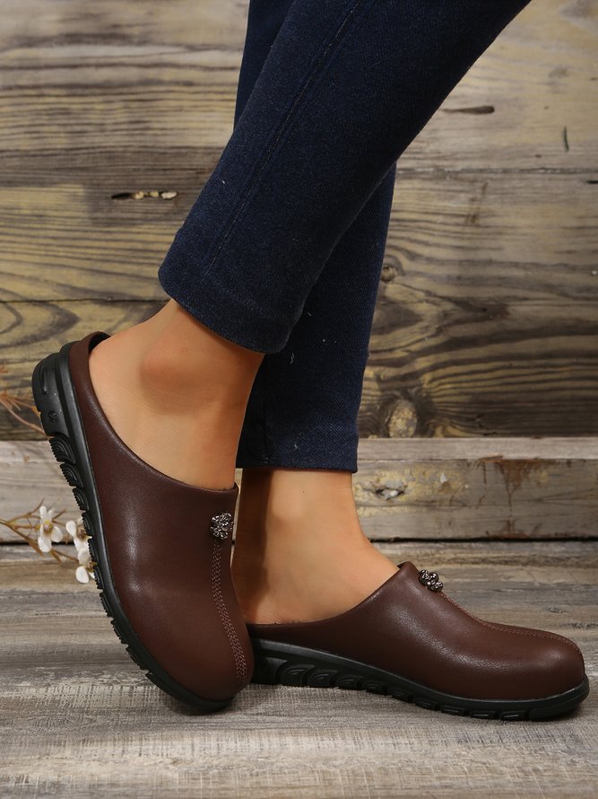 Vintage Plus Size Plain Color Non-Slip Flat Mules